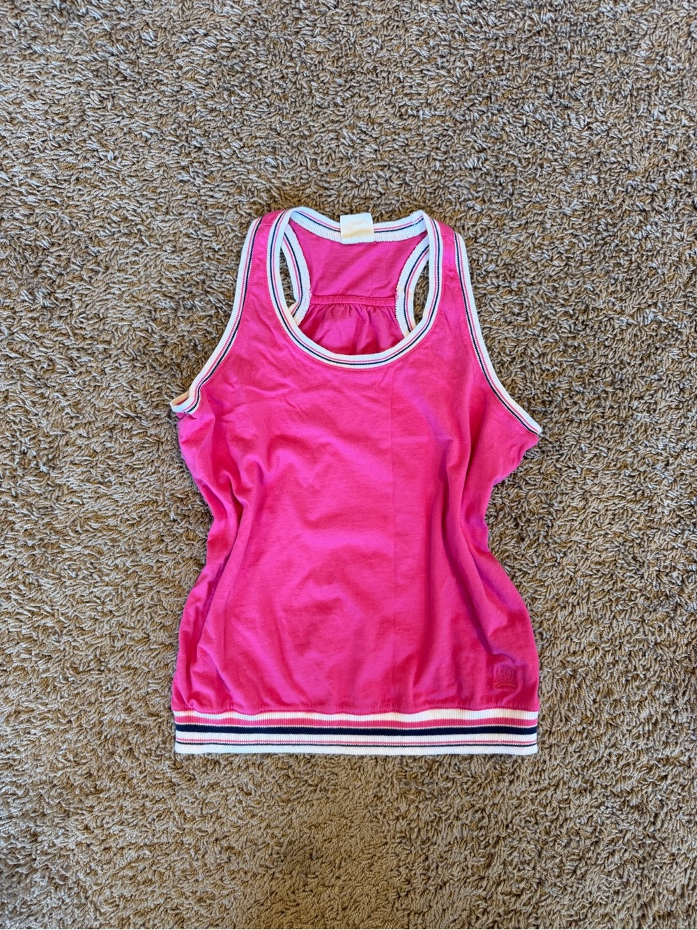Vintage Tommy Jeans Hot Pink Racerback Tank with Striped Trim